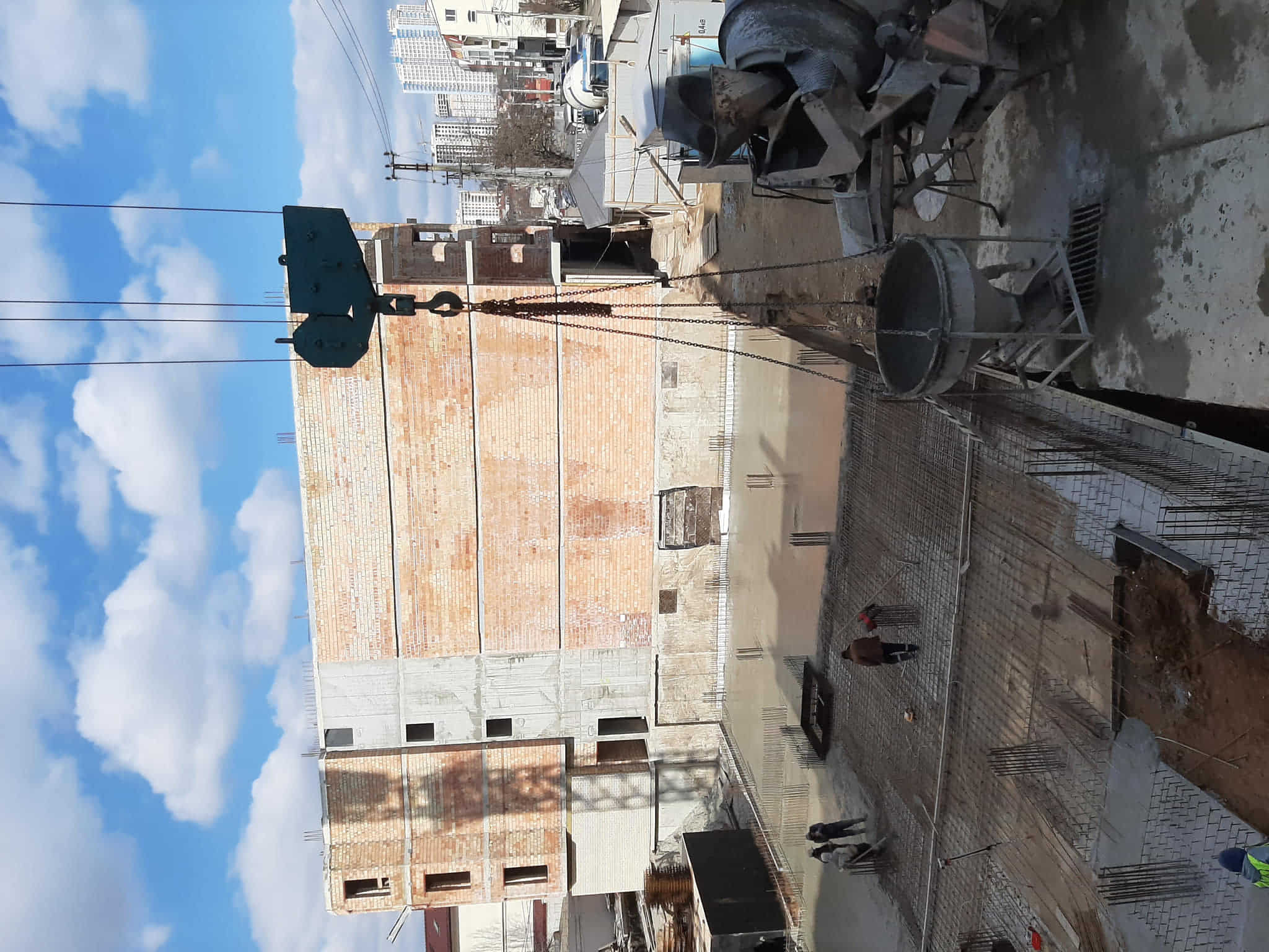 Construction photo of concrete work at the excavated site