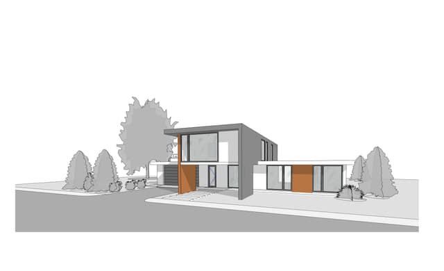 Minimalist two-storey house with stacked volumes in the United States